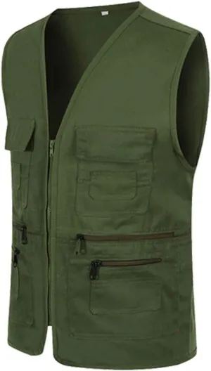 2024 Men's Fishing Vest Utility Safari Travel Vest Outdoor Summer Vest with Pockets Work Photo Cargo Fly Vest