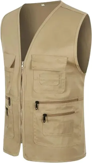2024 Men's Fishing Vest Utility Safari Travel Vest Outdoor Summer Vest with Pockets Work Photo Cargo Fly Vest