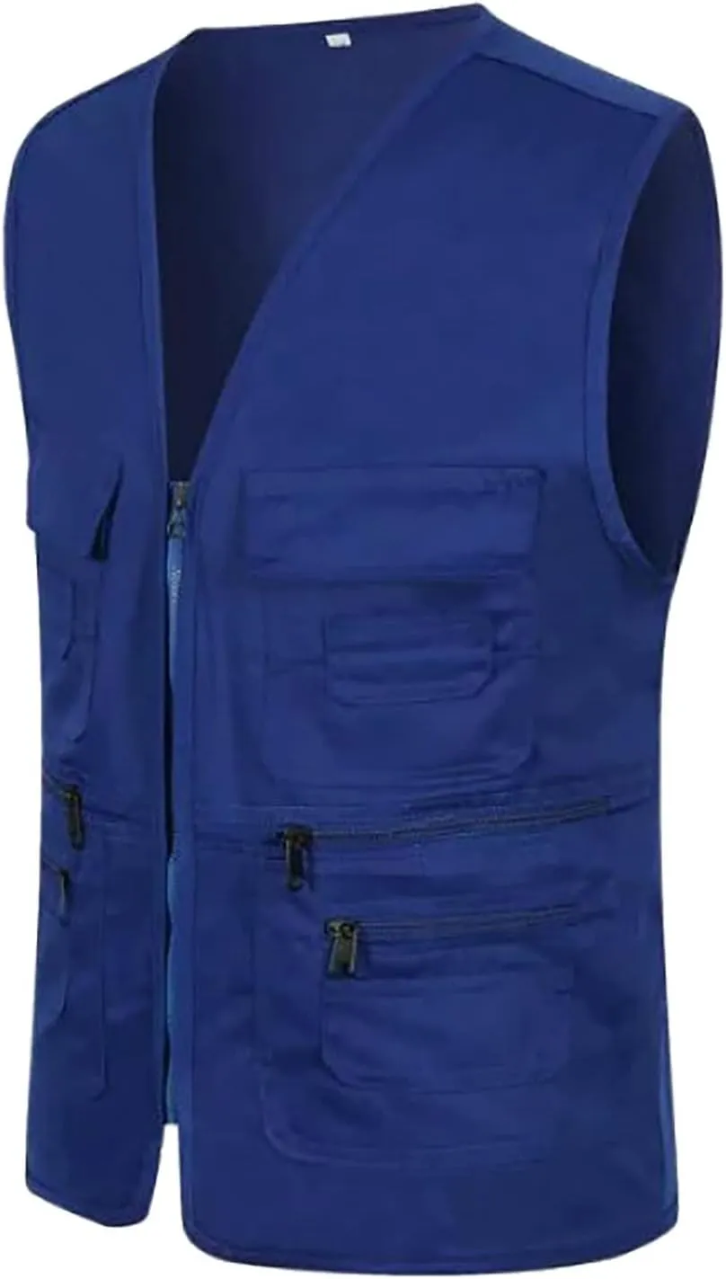 2024 Men's Fishing Vest Utility Safari Travel Vest Outdoor Summer Vest with Pockets Work Photo Cargo Fly Vest