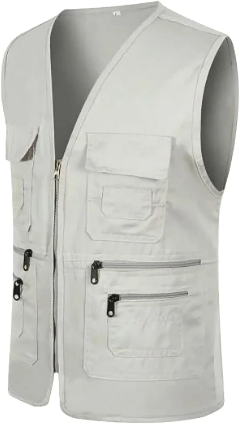 2024 Men's Fishing Vest Utility Safari Travel Vest Outdoor Summer Vest with Pockets Work Photo Cargo Fly Vest