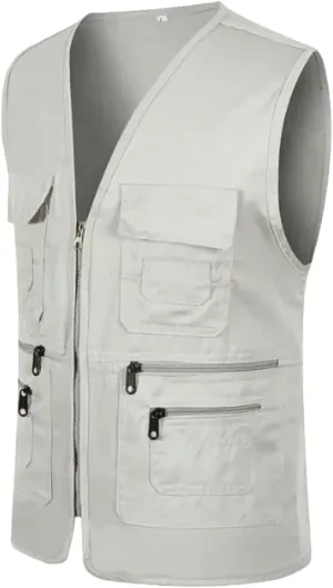 2024 Men's Fishing Vest Utility Safari Travel Vest Outdoor Summer Vest with Pockets Work Photo Cargo Fly Vest
