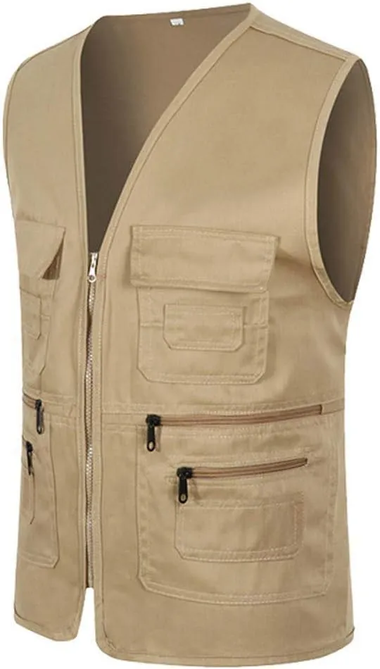 2024 Men's Fishing Vest Utility Safari Travel Vest Outdoor Summer Vest with Pockets Work Photo Cargo Fly Vest