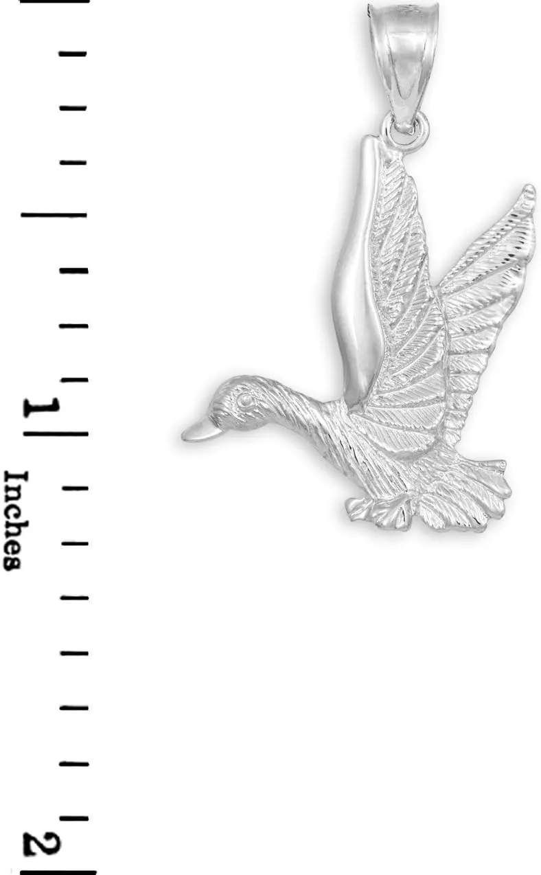 925 Sterling Silver Flying Duck Charm Pendant Necklace