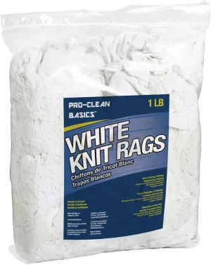 A99320 Recycled & Reclaimed Cleaning T-Shirt Cloth Rags, Lint Free, White, 1 lb Bag