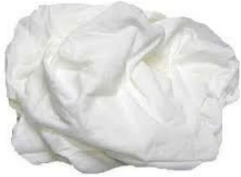 A99320 Recycled & Reclaimed Cleaning T-Shirt Cloth Rags, Lint Free, White, 1 lb Bag