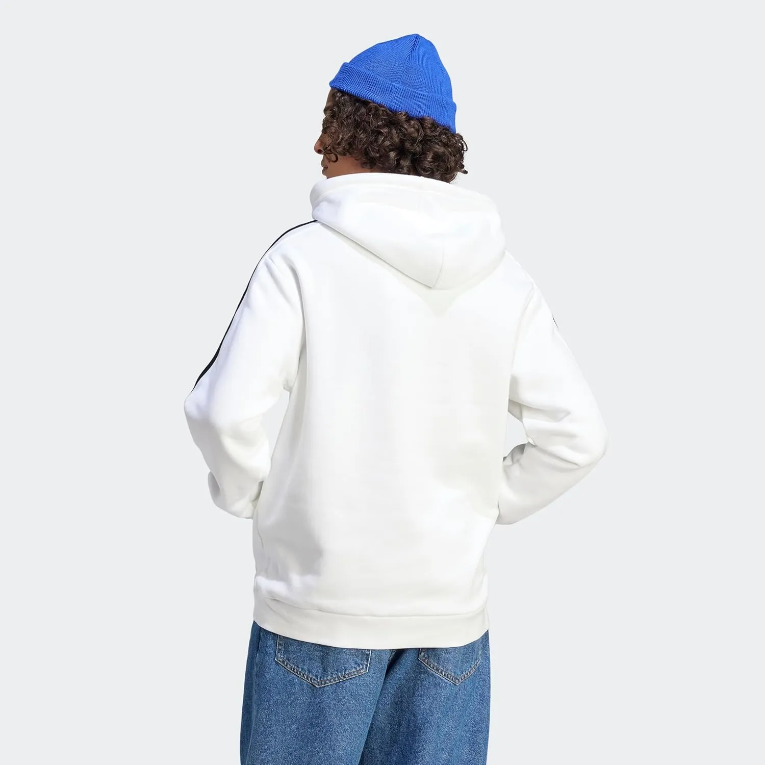 adidas Mens Essentials Fleece Striped Hoodie Training Casual Outerwear Casual - Grey