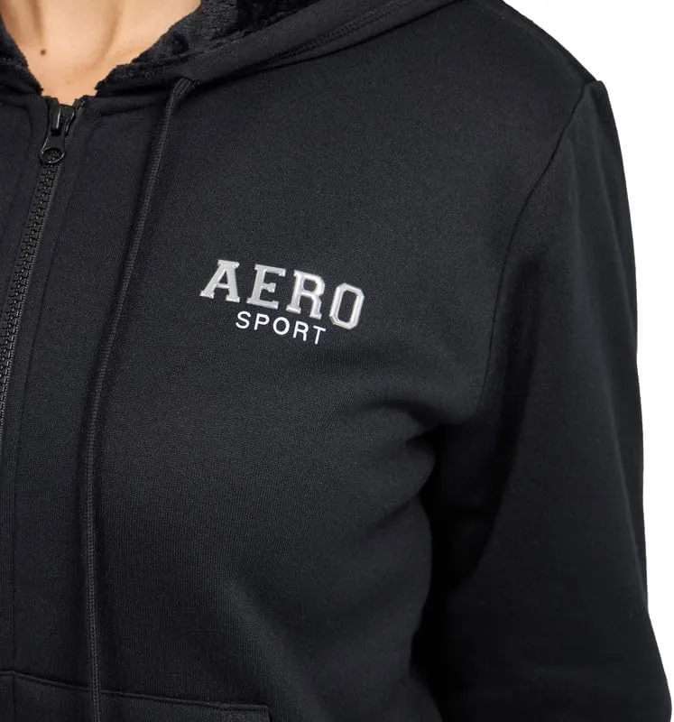 AEROPOSTALE Women's Velour Fleece Lined Zip Up Hoodie