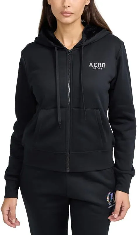 AEROPOSTALE Women's Velour Fleece Lined Zip Up Hoodie