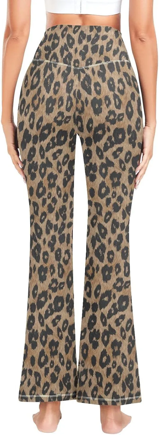 ALAZA Women's Leopard Pattern Flare Yoga Pants