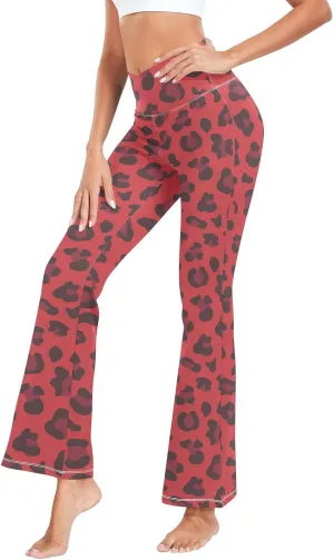 ALAZA Women's Leopard Pattern Flare Yoga Pants