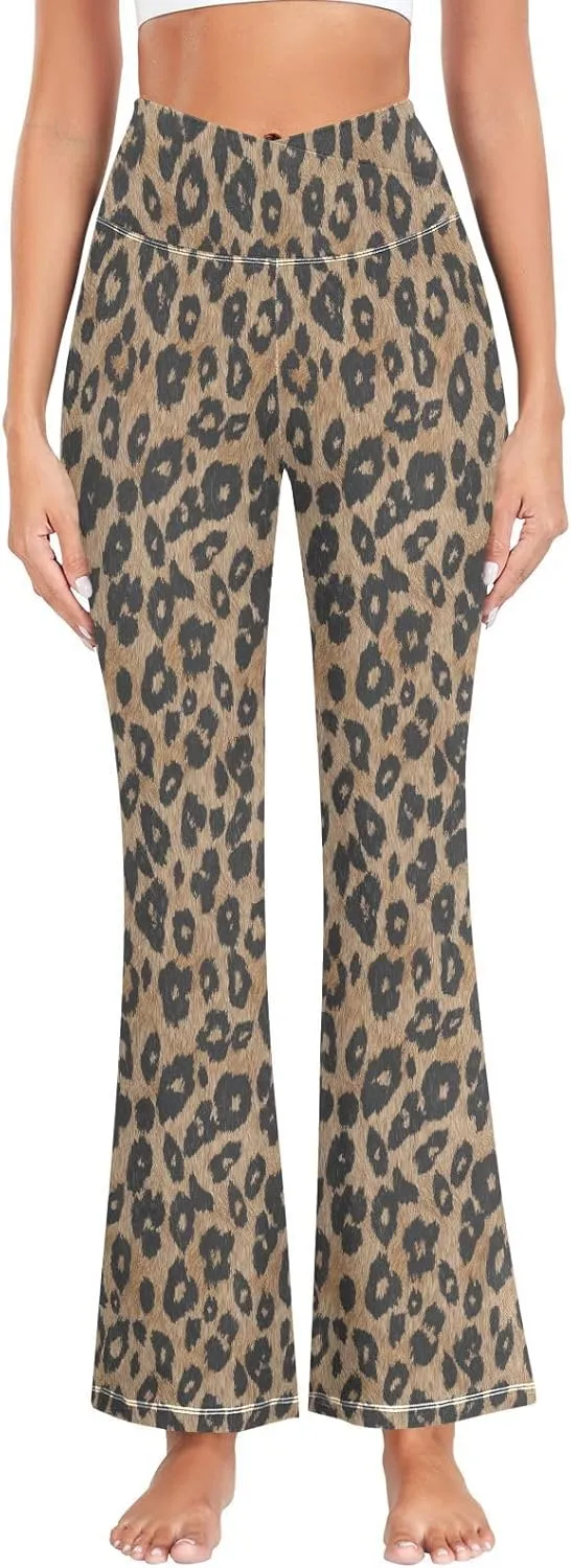 ALAZA Women's Leopard Pattern Flare Yoga Pants