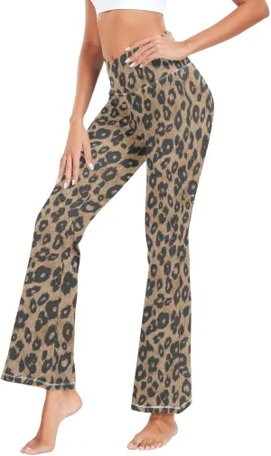 ALAZA Women's Leopard Pattern Flare Yoga Pants