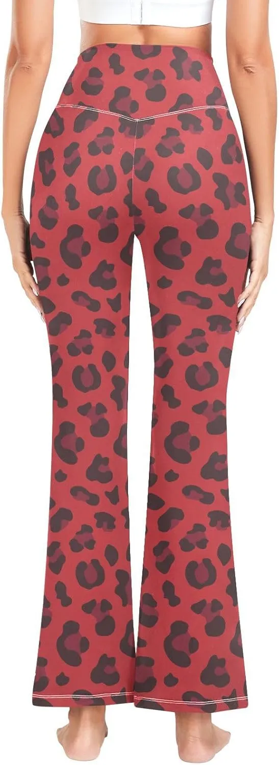 ALAZA Women's Leopard Pattern Flare Yoga Pants