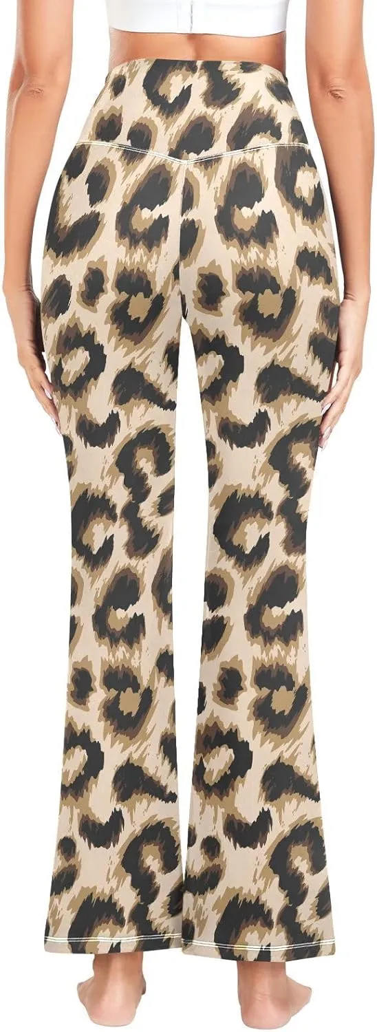 ALAZA Women's Leopard Pattern Flare Yoga Pants