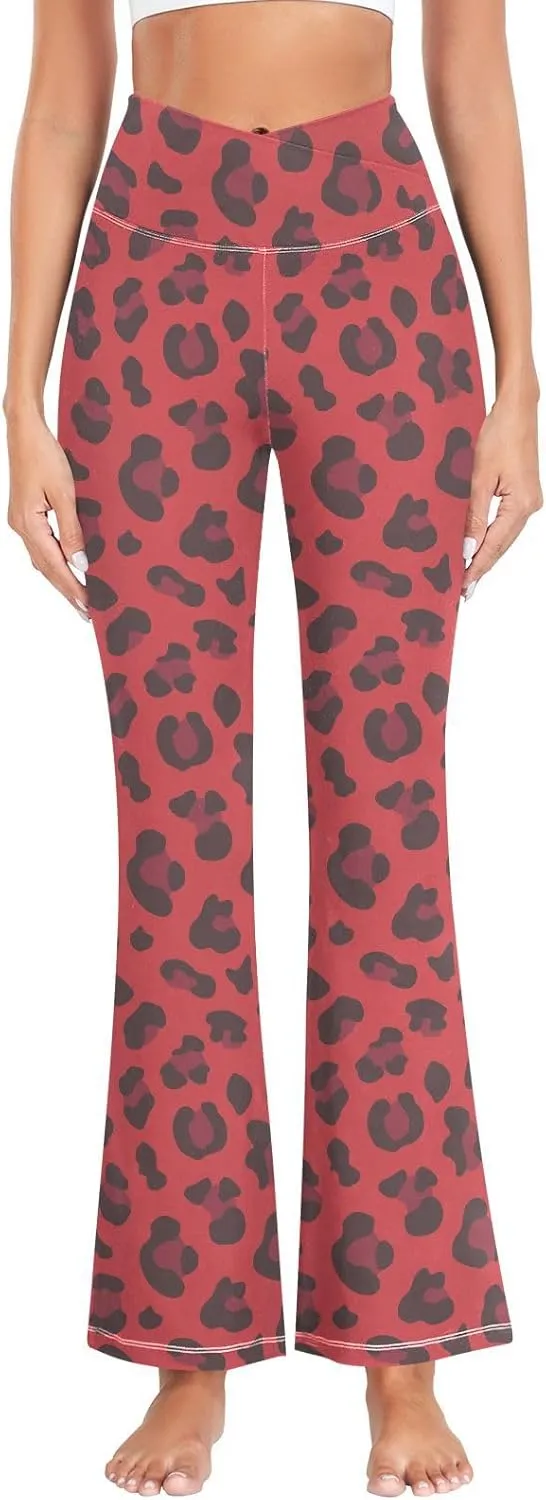 ALAZA Women's Leopard Pattern Flare Yoga Pants