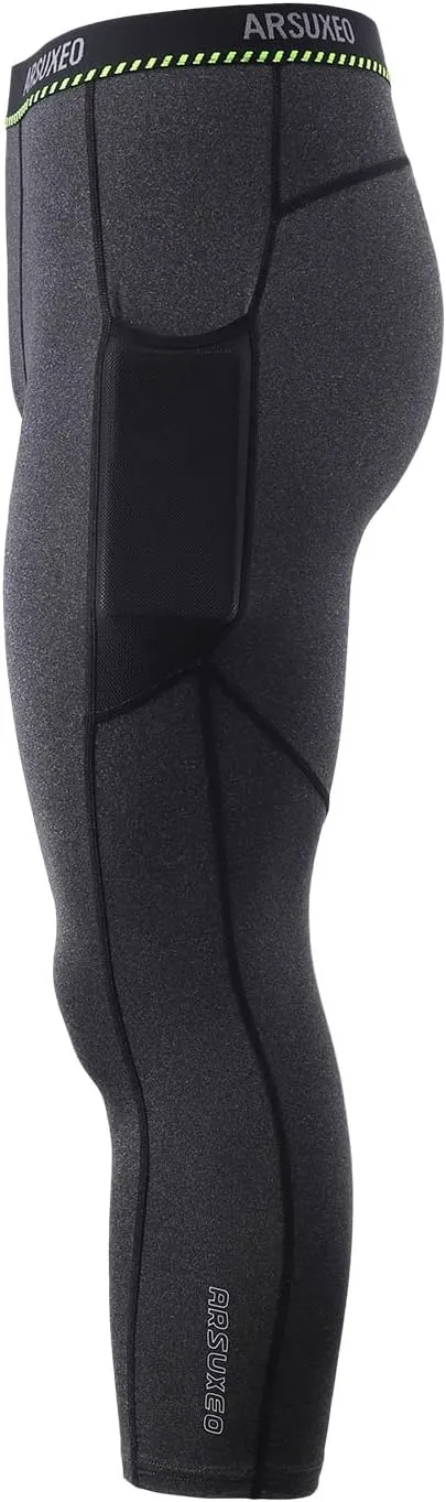 ARSUXEO Men's 3/4 Running Compression Tights Capri Pants K75