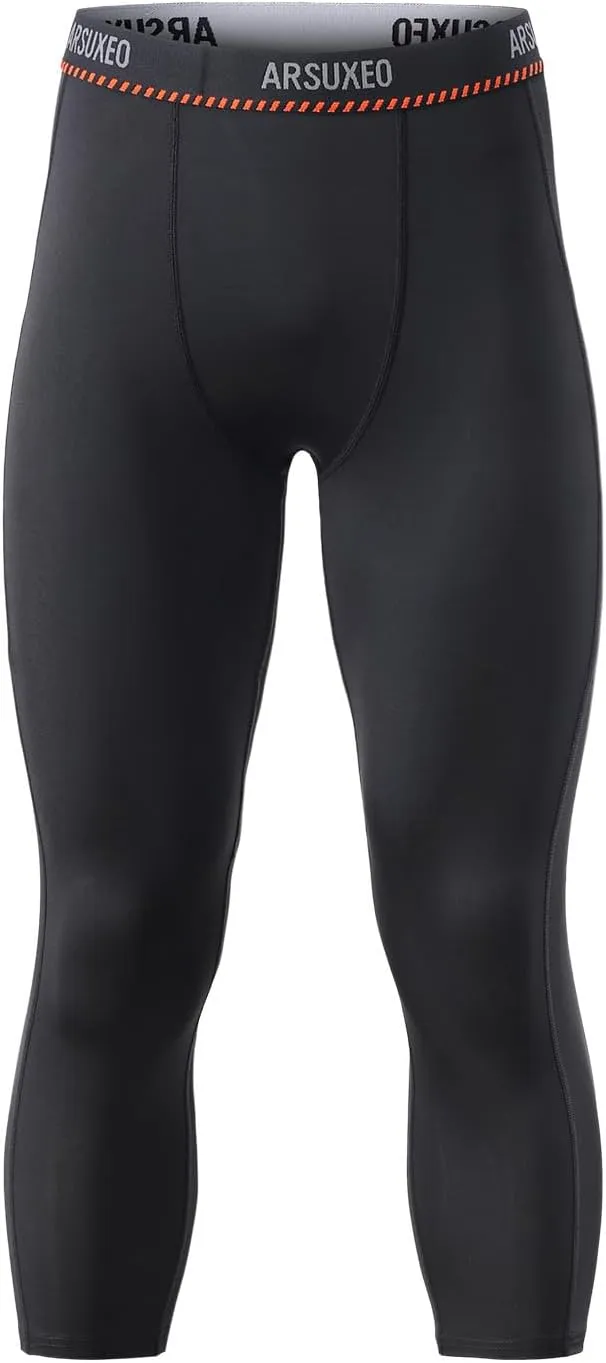 ARSUXEO Men's 3/4 Running Compression Tights Capri Pants K75