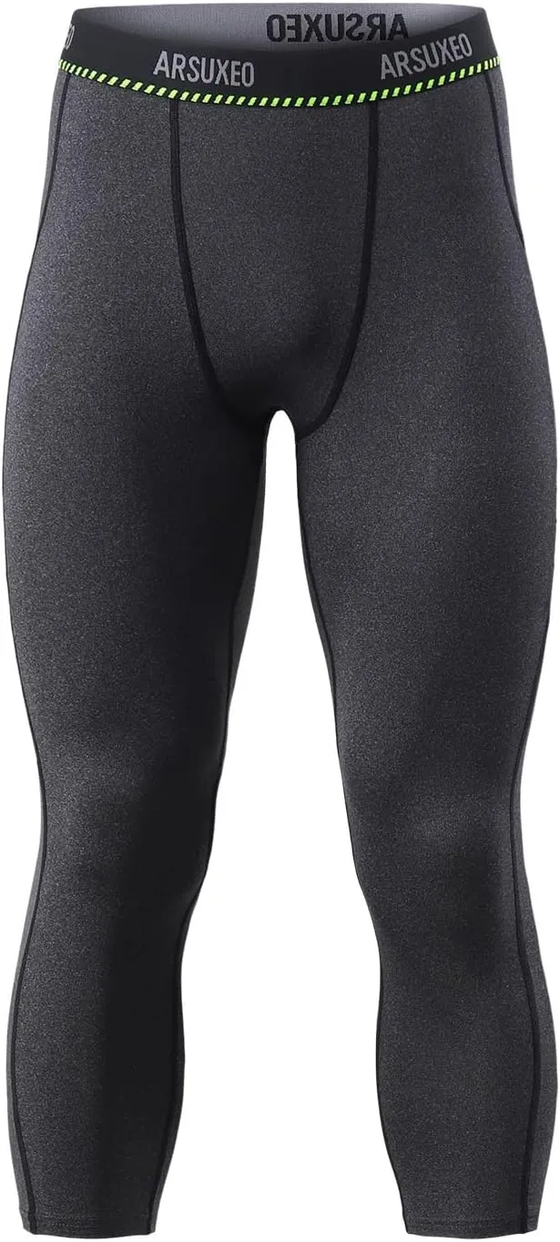 ARSUXEO Men's 3/4 Running Compression Tights Capri Pants K75