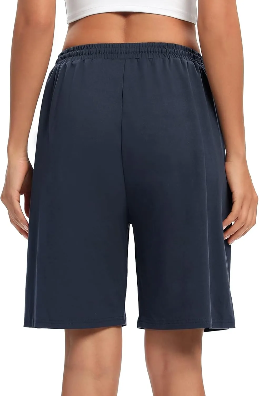 ASIMOON Womens Bermuda Shorts Lounge Athletic Shorts Loose Running Shorts Casual Long Yoga Shorts with Pockets