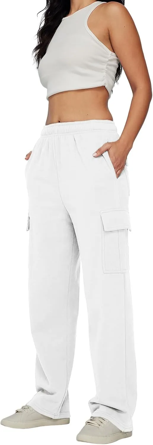 AUTOMET Womens Cargo Sweatpants Baggy Fleece High Waisted Joggers Sweat Pants Athletic Pants