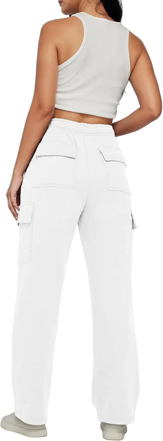 AUTOMET Womens Cargo Sweatpants Baggy Fleece High Waisted Joggers Sweat Pants Athletic Pants