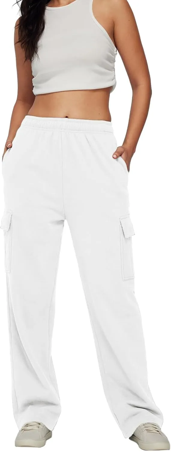 AUTOMET Womens Cargo Sweatpants Baggy Fleece High Waisted Joggers Sweat Pants Athletic Pants