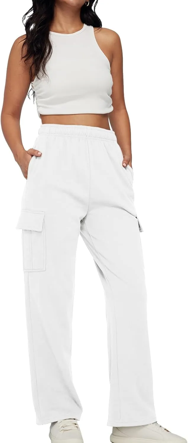 AUTOMET Womens Cargo Sweatpants Baggy Fleece High Waisted Joggers Sweat Pants Athletic Pants