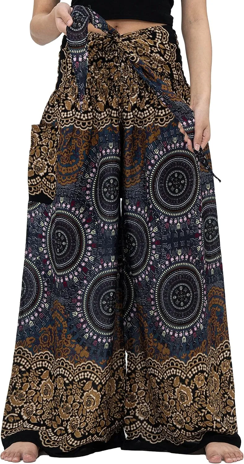 B BANGKOK PANTS Women's Boho Palazzo Pants Yoga Wide Leg Pants