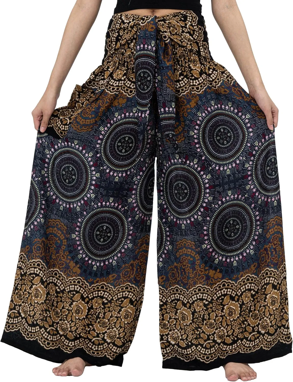 B BANGKOK PANTS Women's Boho Palazzo Pants Yoga Wide Leg Pants