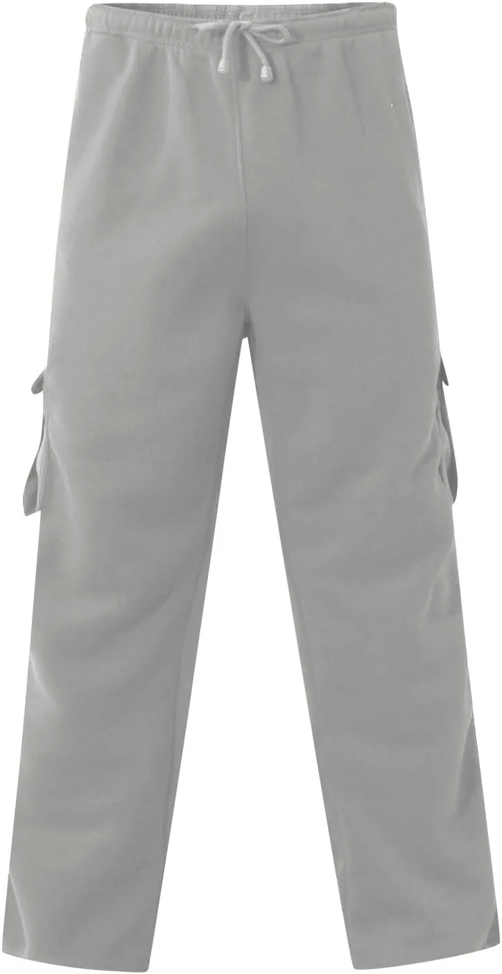 Baggy Cargo Sweatpants for Men Plus Size Drawstring Waist Joggers with Pockets Open Bottom Athletic Sweat Pants