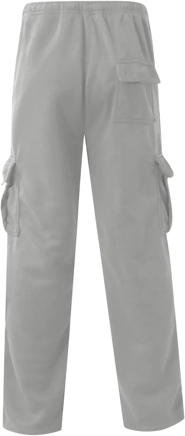 Baggy Cargo Sweatpants for Men Plus Size Drawstring Waist Joggers with Pockets Open Bottom Athletic Sweat Pants