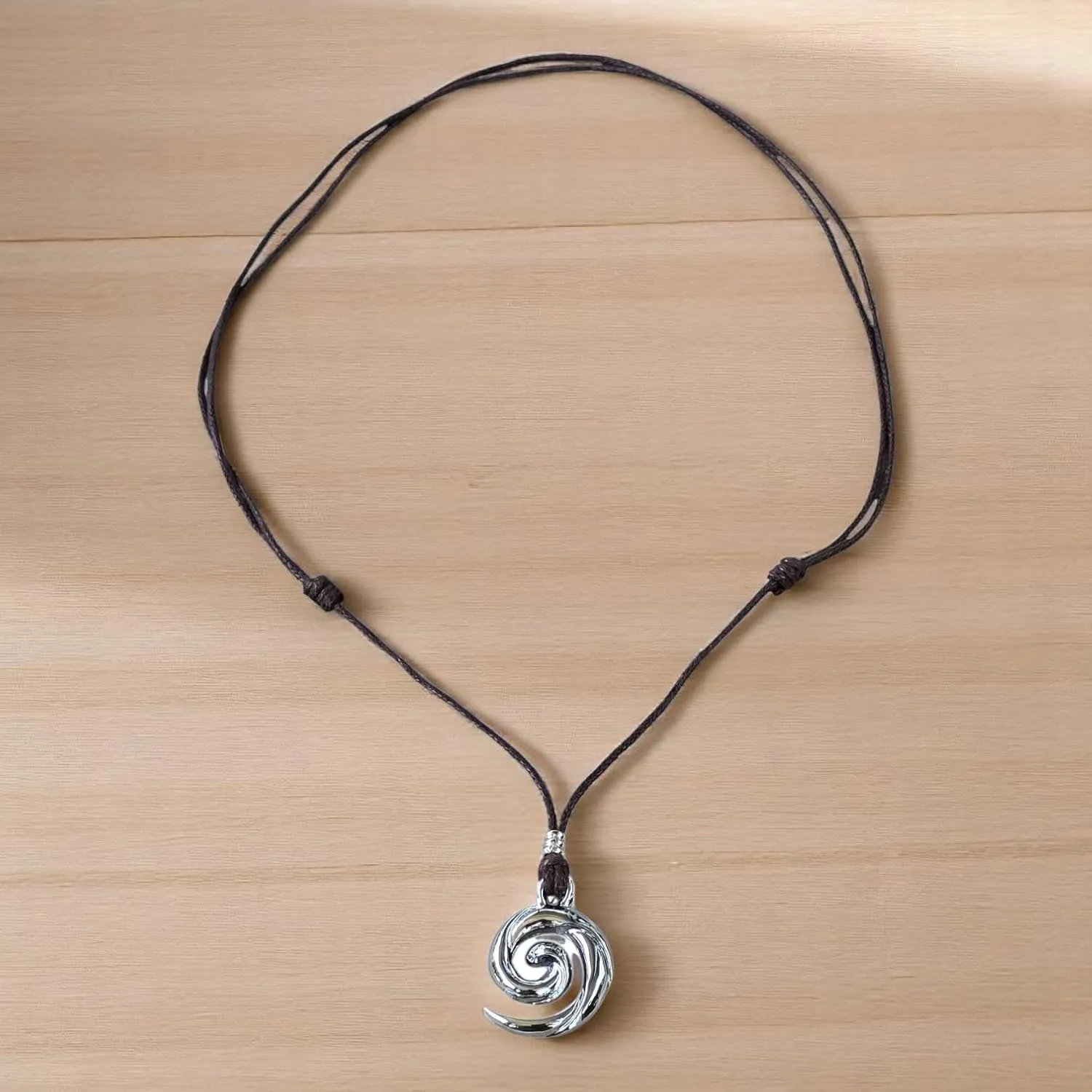BlueRica Tribal Pendant on Adjustable Black Cord Necklace