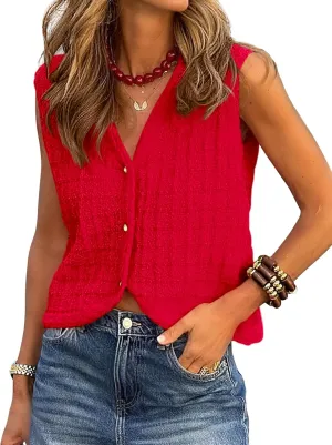 BTFBM Summer Sweater Vest for Women 2025 Sleeveless V Neck Lightweight Button Up Cardigan Knit Tank Tops Spring Clothes