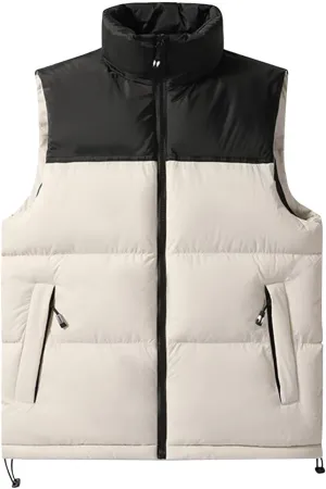 Cambkatl Big and Tall Men's Quilted Puffer Vest, Color Block Winter Stand Collar Warm Casual Sleeveless Outerwear Jackets