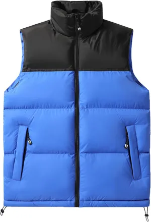 Cambkatl Big and Tall Men's Quilted Puffer Vest, Color Block Winter Stand Collar Warm Casual Sleeveless Outerwear Jackets