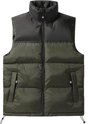 Cambkatl Big and Tall Men's Quilted Puffer Vest, Color Block Winter Stand Collar Warm Casual Sleeveless Outerwear Jackets