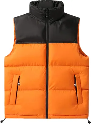 Cambkatl Big and Tall Men's Quilted Puffer Vest, Color Block Winter Stand Collar Warm Casual Sleeveless Outerwear Jackets