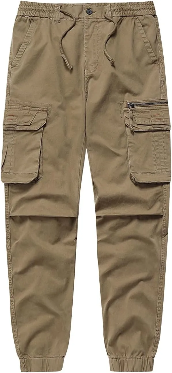 Cargo Pants for Men Cotton Pants Tapered Outdoor Hiking Pants with Multi Pocket Work Pants Relaxed Fit Trousers