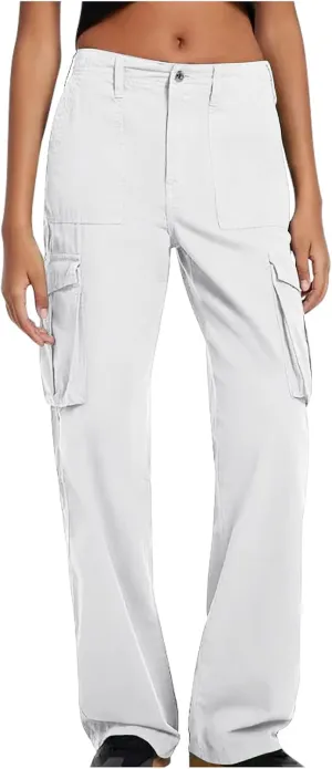 Cargo Pants for Women High Waisted Casual Pants Work Pants Baggy Stretchy Straight Leg Pants