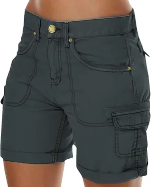 Cargo Shorts Women Bermuda Shorts High Waist Outdoor Hiking Shorts with Pockets Summer Athletic Golf Womens Shorts 7 Inch