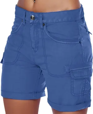 Cargo Shorts Women Bermuda Shorts High Waist Outdoor Hiking Shorts with Pockets Summer Athletic Golf Womens Shorts 7 Inch