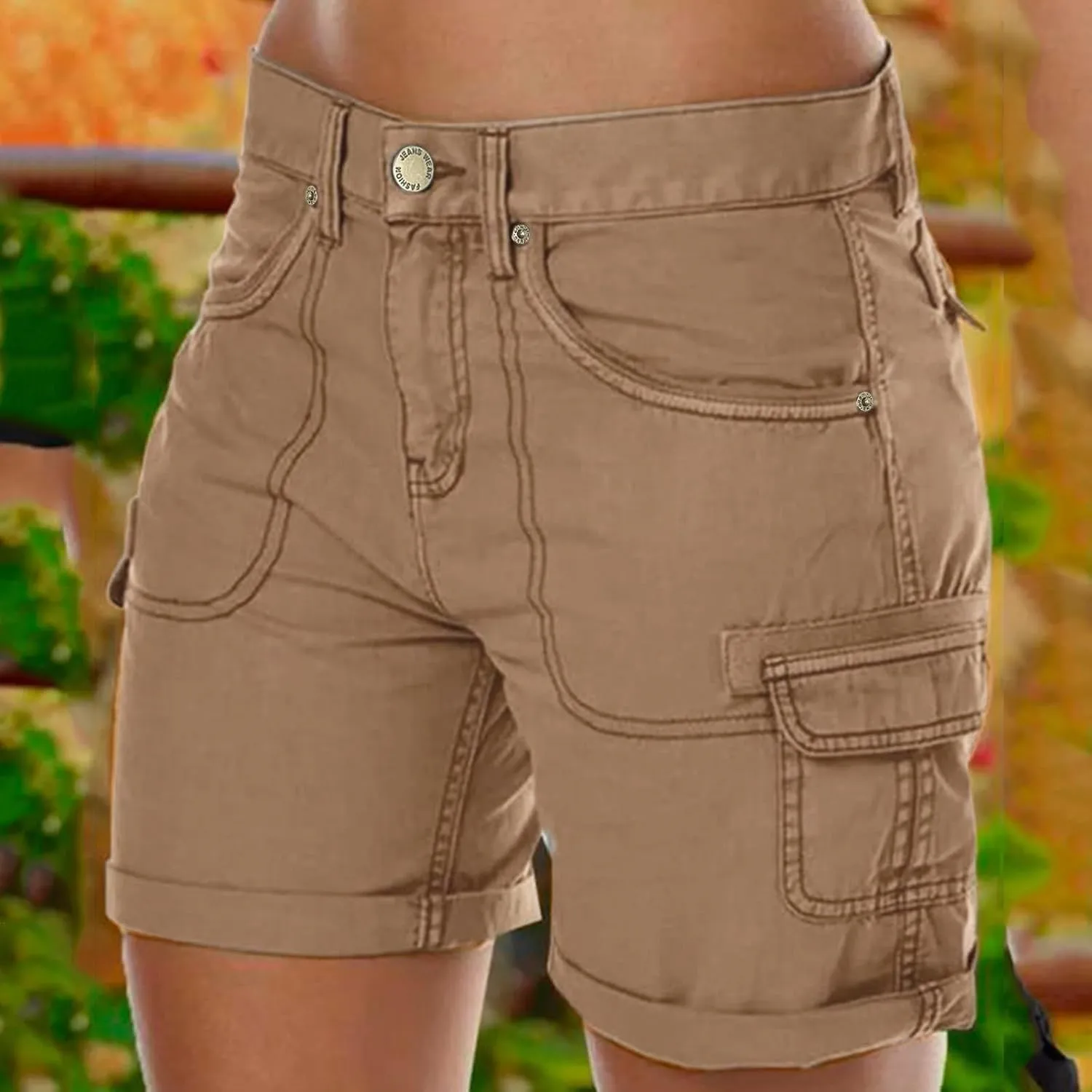Cargo Shorts Women Bermuda Shorts High Waist Outdoor Hiking Shorts with Pockets Summer Athletic Golf Womens Shorts 7 Inch