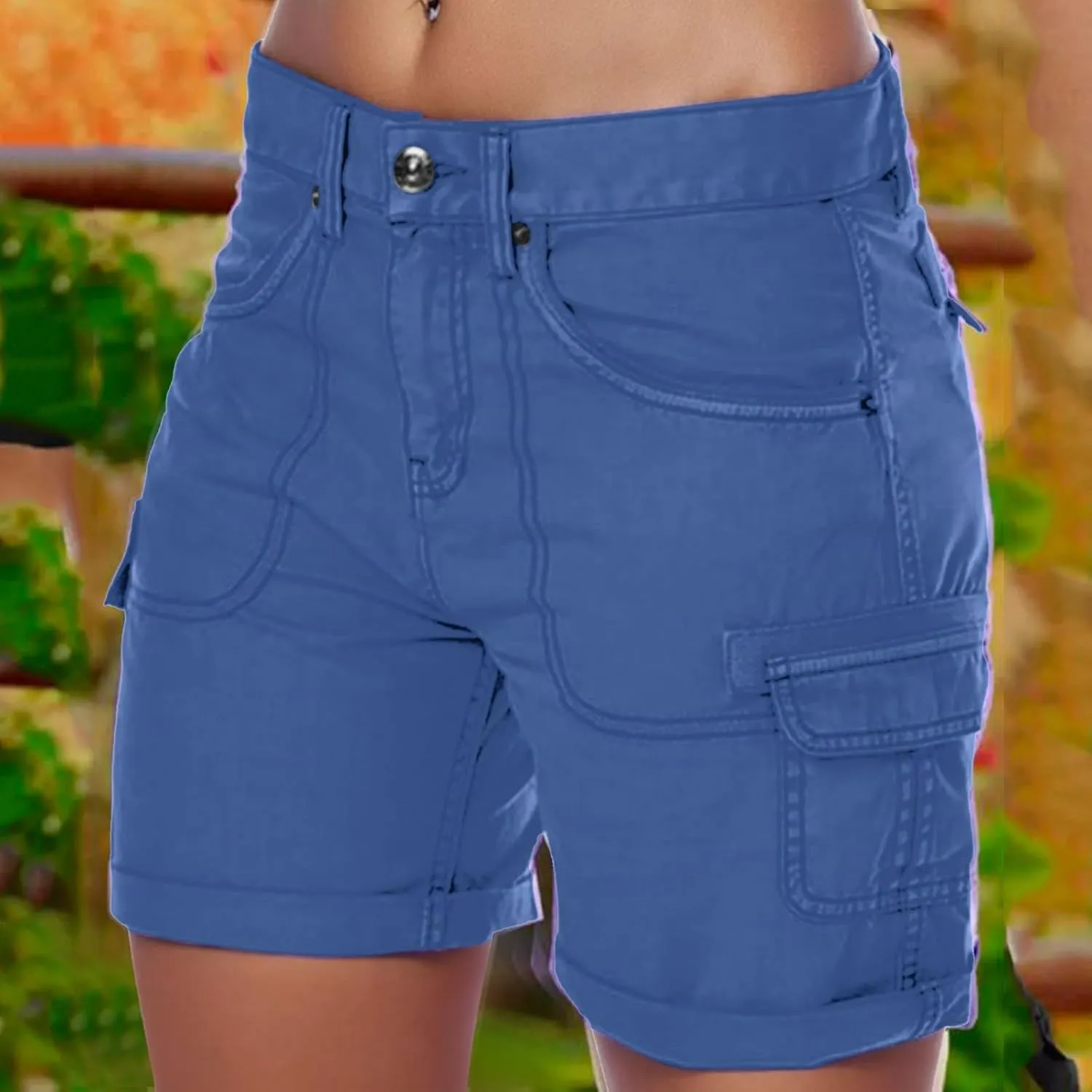 Cargo Shorts Women Bermuda Shorts High Waist Outdoor Hiking Shorts with Pockets Summer Athletic Golf Womens Shorts 7 Inch