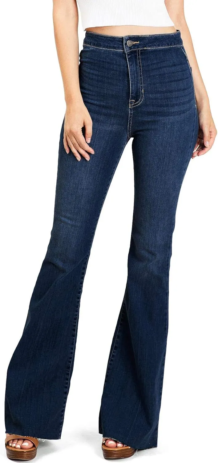 Cello Jeans Women's Juniors High Rise Stretchy Flared Jeans
