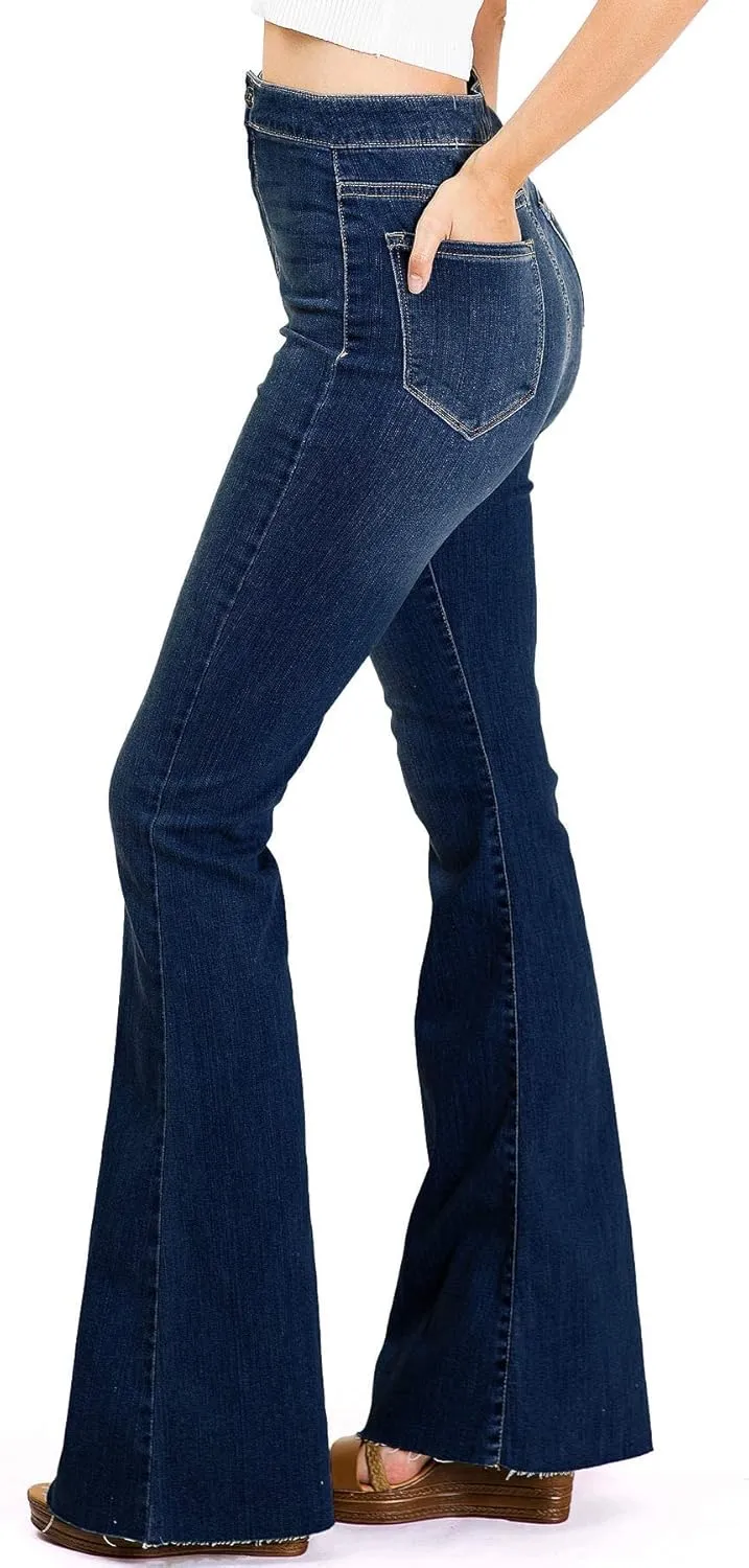 Cello Jeans Women's Juniors High Rise Stretchy Flared Jeans