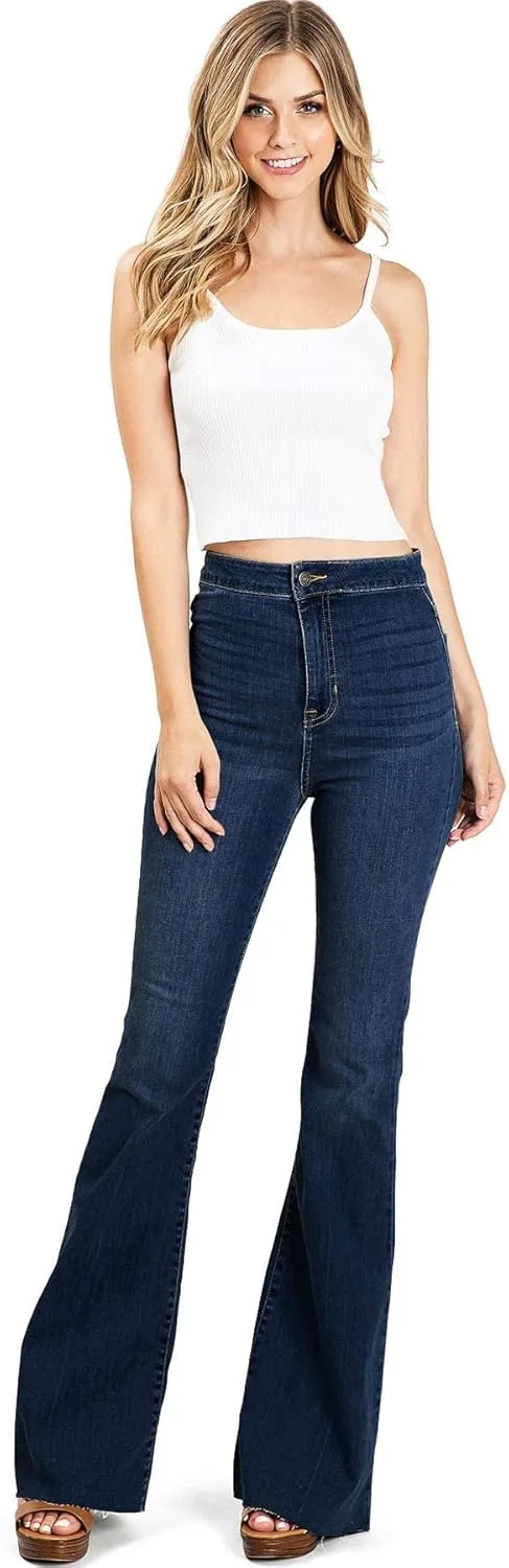 Cello Jeans Women's Juniors High Rise Stretchy Flared Jeans