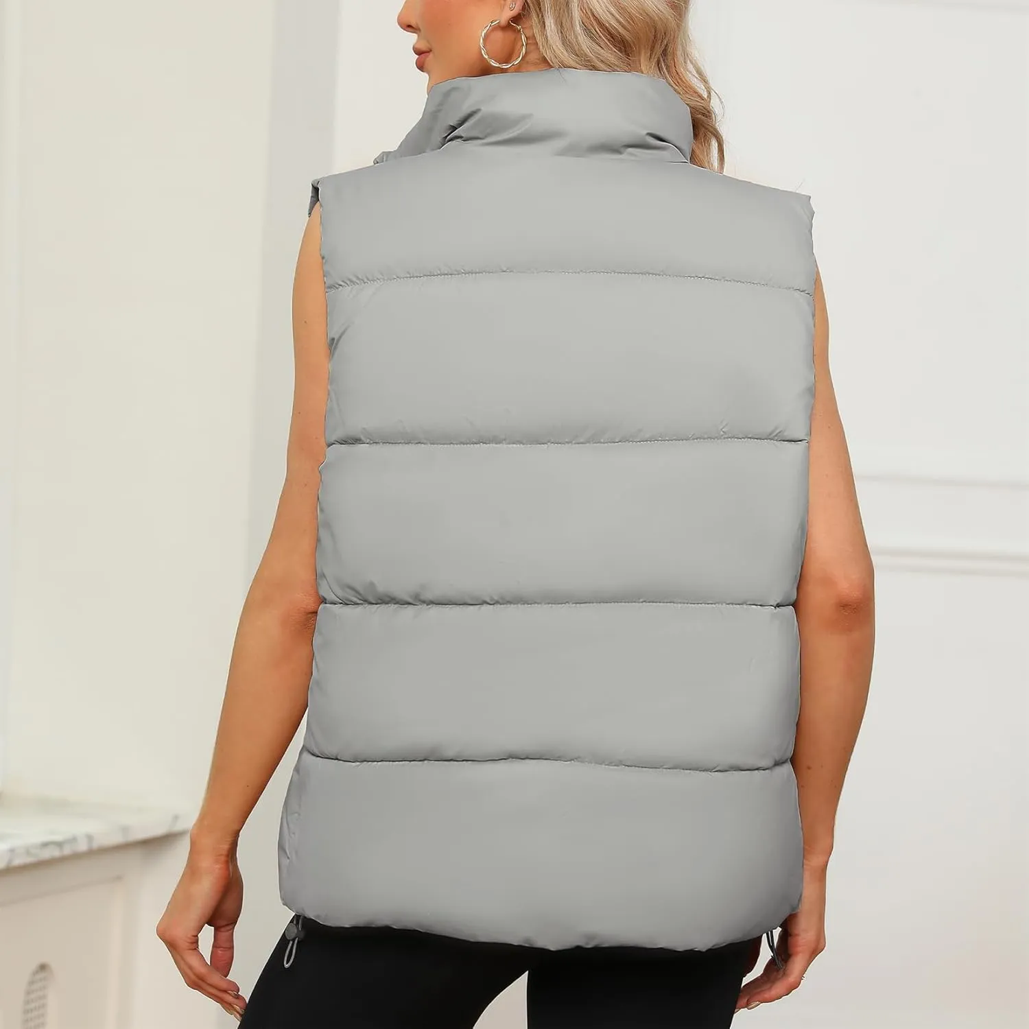 Century Star Puffer Vest for Women's Outerwear Vests Puffy Oversized 2024 Quilted Vest Tops Jackets Coat with Pockets