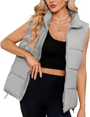 Century Star Puffer Vest for Women's Outerwear Vests Puffy Oversized 2024 Quilted Vest Tops Jackets Coat with Pockets