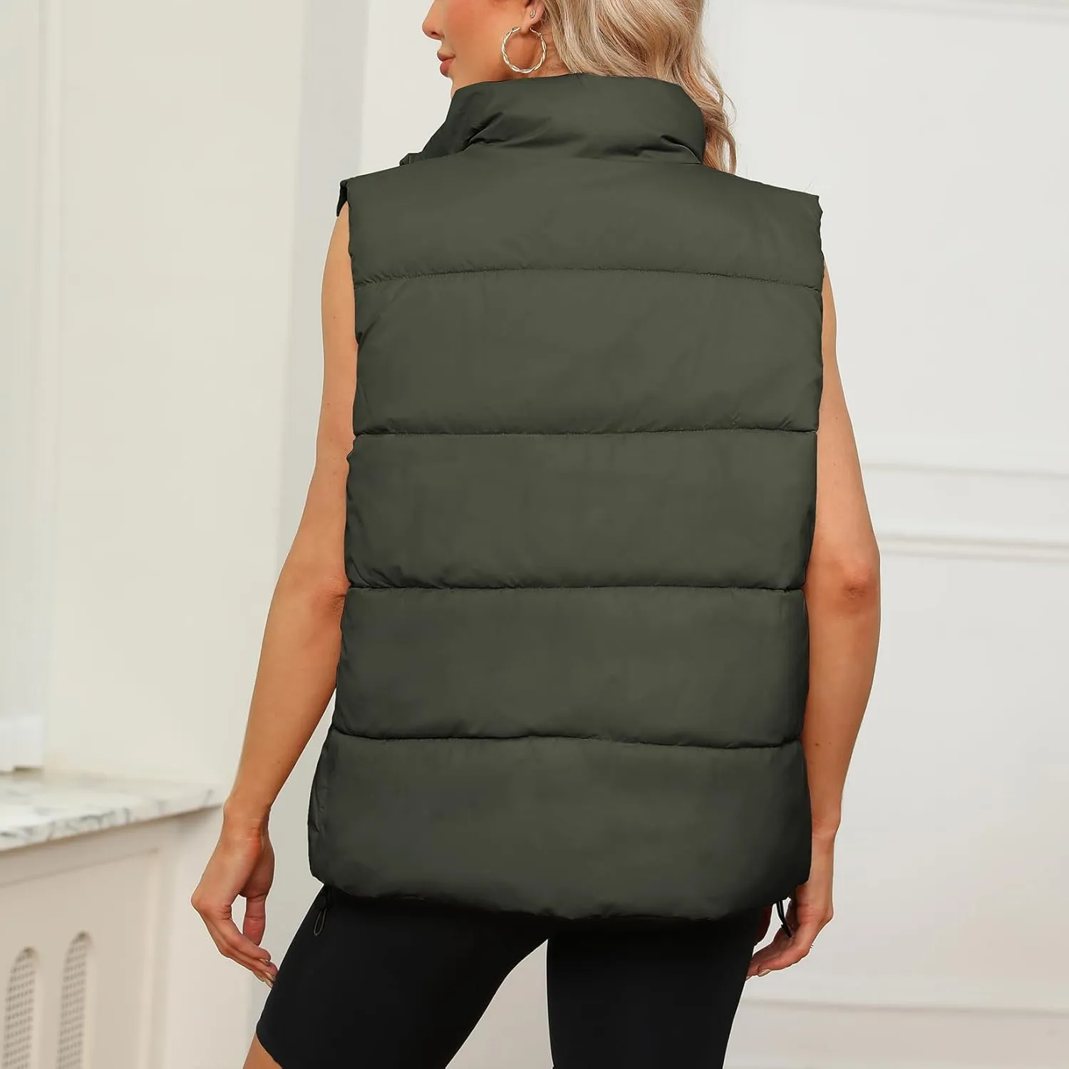 Century Star Puffer Vest for Women's Outerwear Vests Puffy Oversized 2024 Quilted Vest Tops Jackets Coat with Pockets