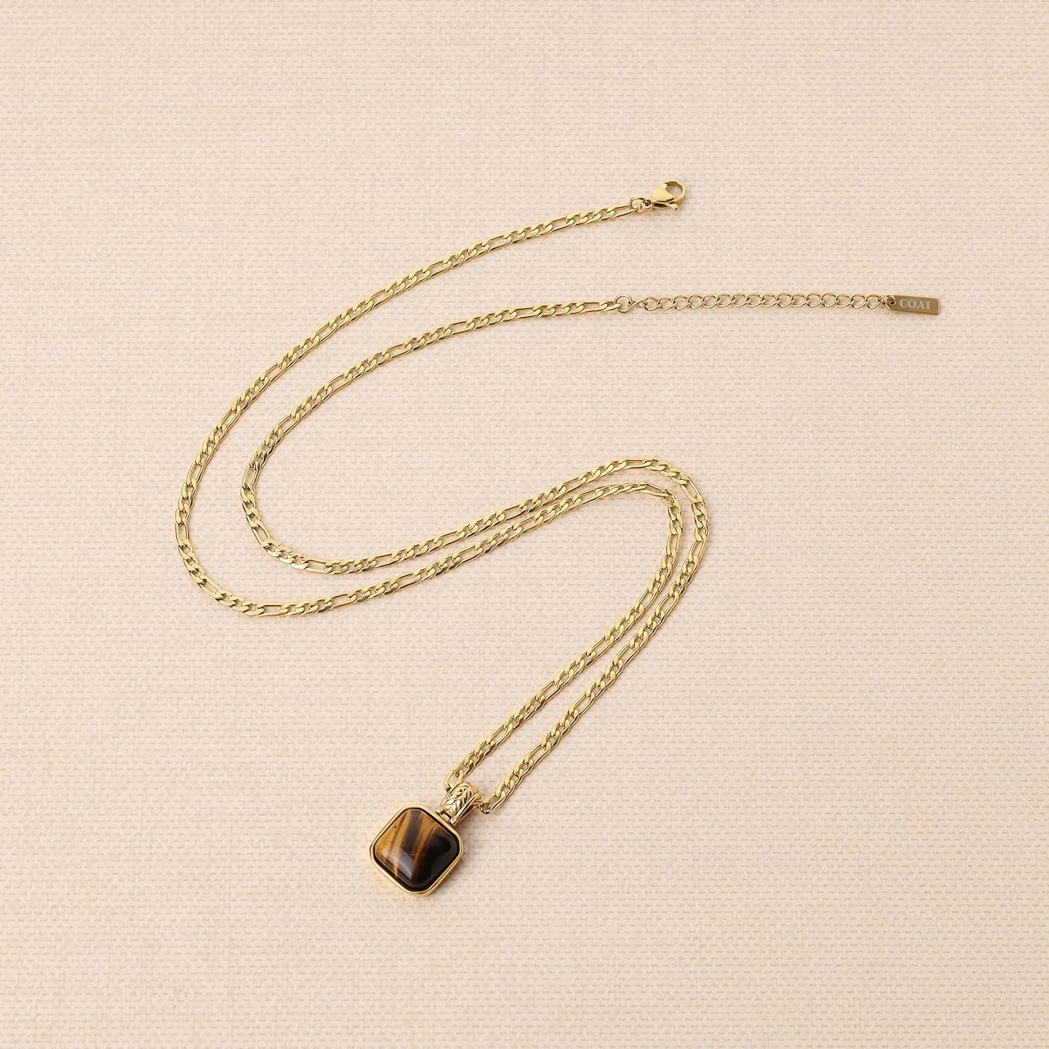 COAI Figaro Chain Square Crystal Necklace